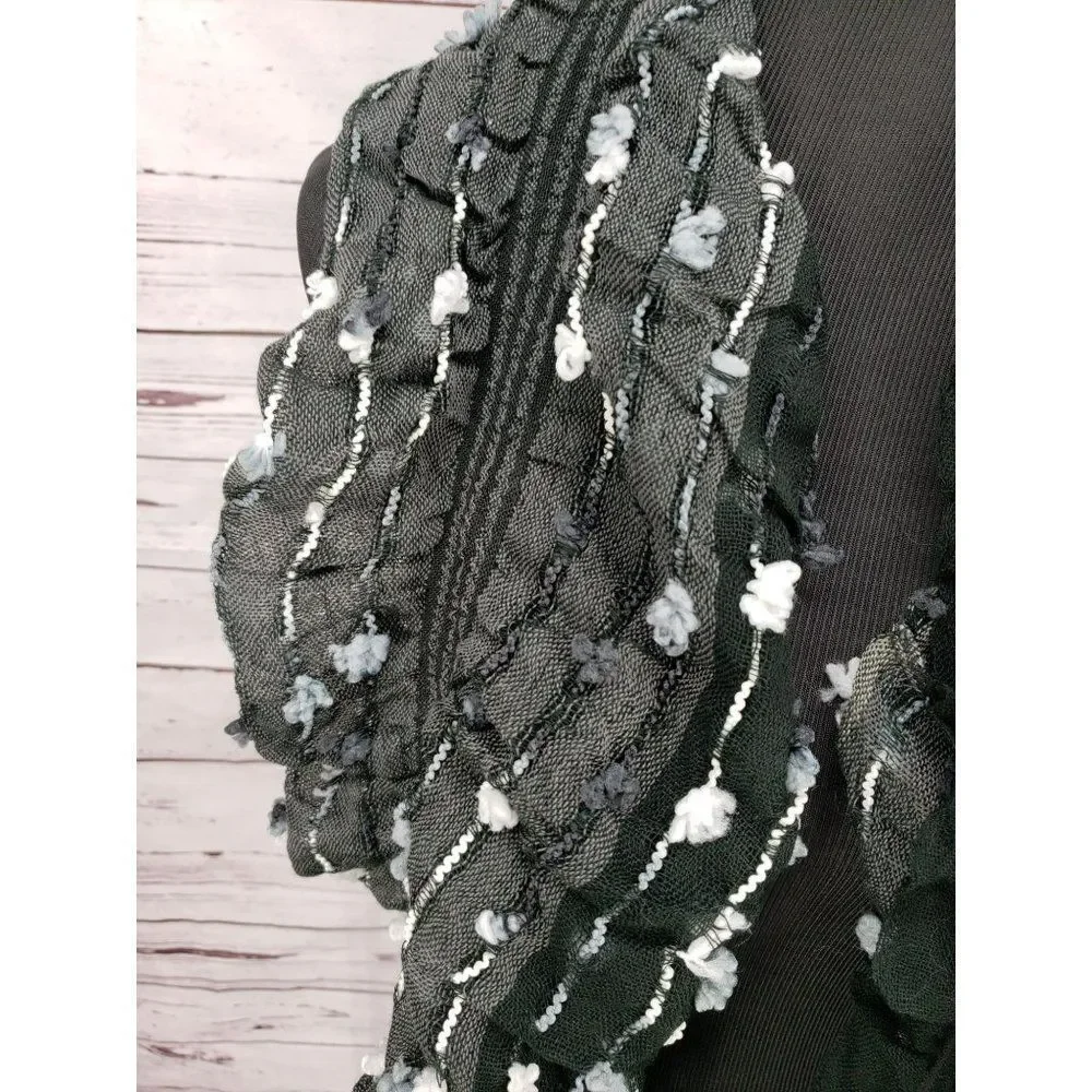 Anthropologie Gray black ombre Ruffle polyester‎ Infinity scarf